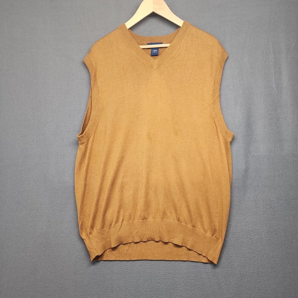 Paul Fredrick Sweater Vest Mens XL Brown Silk Cashmere